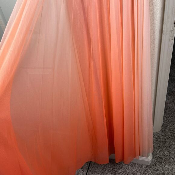 Strapless empire cut elegant dress with rhinestones Coral Size 4 #534 - Picture 10 of 12